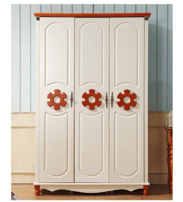 China Mediterranean White Clothes cabinet American country wooden wardrobe for sale