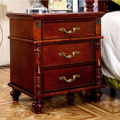 China Premium Classic 1 Drawer Dark Color Bed Side Table Wooden Nightstand for sale