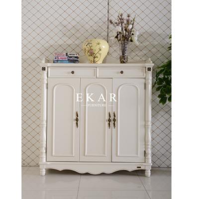 China white 3 doors storage 3 drawers shoes display cabinet shoes racks for sale