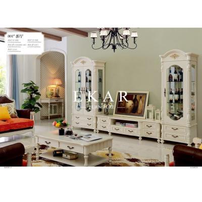 China dining room classic wooden white showcase glass cabinet furniture for sale