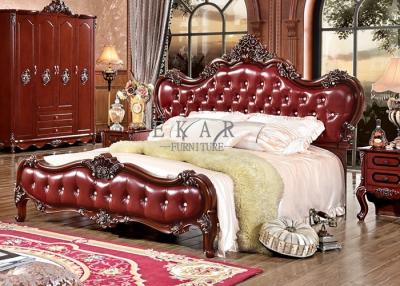 China Classic bedroom furniture leather bed for sale