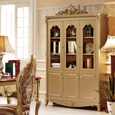 China Golden Shelf Storage Luxury Wooden Bookcase for sale