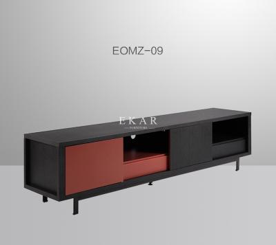 China Foshan Metal Legs Simple Design Wooden Red Tv Stand for sale