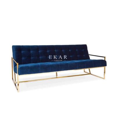 China Modern Simple Design Metal Velvet Stainless Steel Set Fabric Sofa for sale