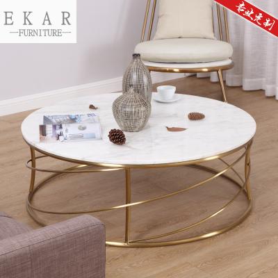 China Beautiful Designs Marble Round Coffee Table with Mental Base for sale