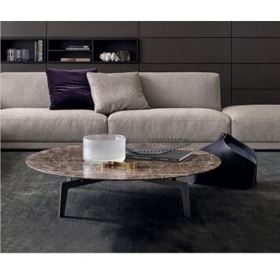 China Stainless Steel Round Emperador Marble Top Coffee Table for sale