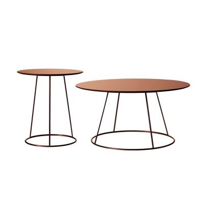 China Modern Fashionable Round Metal and Walnut Coffee Table for sale