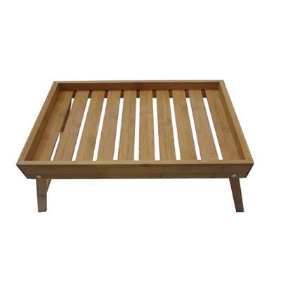 China Sustainable Single Layer Natural Bamboo Rack Kitchen Rack Storage Dish Drying Rack for sale