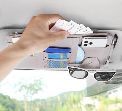 China Business / Luxury Car Sun Visor Storage Card Organizer Glasses Holder Panel Storage Pocket for sale