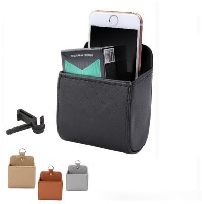 China Luxury Leather Car Air Vent Storage Bag Car Mobile Phone Holder Storage Bag Business/Organizer for sale