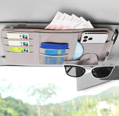 China Business / Luxury Car Sun Visor Storage Card Organizer Glasses Holder Panel Storage Pocket for sale