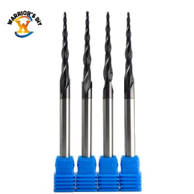 China 2Flutes Carbide Ball Nose Carbide Mill for 3D Carving and Lettering Carbide Spiral Ballnose Tapered End Mill for sale