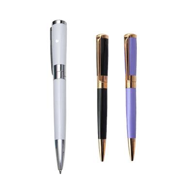 China office & Luxury Black Gold Logo Metal Pen Purple School Pen Advertisement Meeting Ball Pen for sale