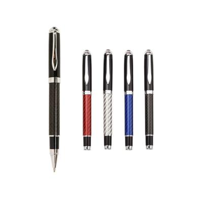 China office & Custom Pen Set High Quality Carbon Fiber Logo Heavy Weight Roller Ball Pen Cooper Metal Gift School Pen for sale