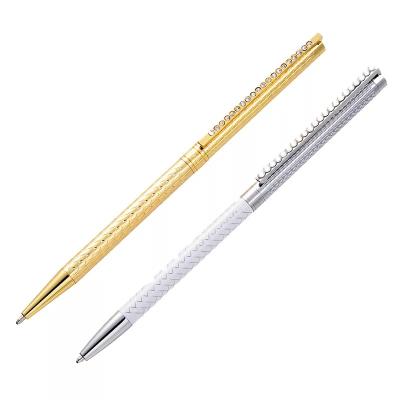 China Sale Thin Ballpoint Pen Diamond Gold Shining Metal Silicon Wafer Boligrafos Diamond Clip Cut Pen For 50pcs for sale