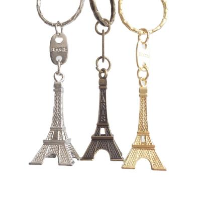 China Custom Shaped Silver Color Key Ring Eiffel Tower Shaped Souvenir 3D Metal Key Chain 10*2cm for sale