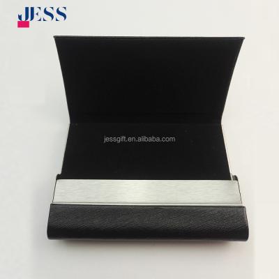 China Metal Business Name Magnetic Flip Customized Leather Open Card Holder For Promotional for sale