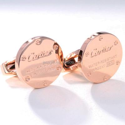 China Gift Mens Accessories Empty Round Gold Cuff Links With Logo for sale