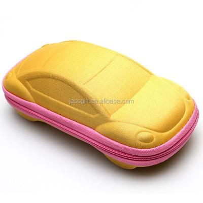 China Cute Children's Car Shape Glass Zipper Boxes , Custom Glass Pencil Case Case for sale