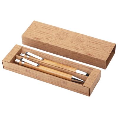 China Unique Custom Logo Bamboo Pen Set Stylus Tip 2 Pen With Box Eco Friendly Gift for sale