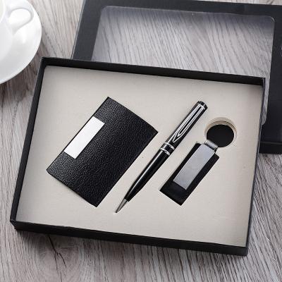 China Popular Promotion Gift Metal Spike Pen Set Key Ring Wallet Name Card Set Gift Set Factory Custom Logo for sale