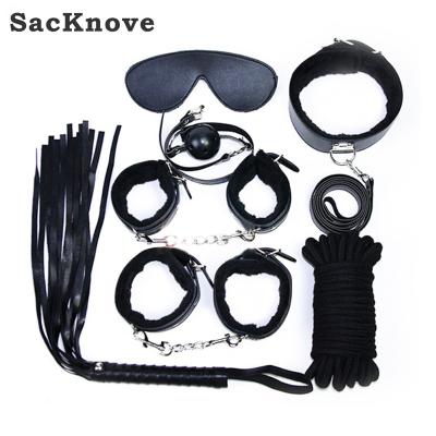 China Strengthen Sex Pleasure BDSM SacKnove Wholesale 7Pcs Handcuff Adult Product Leather Set Bandage Sex Toys for sale