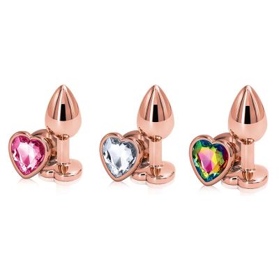 China Rose Gold Finish Smooth SacKnove Stainless Steel Female Male Enhance Dilator Massage Butt Crystal Anal Steel Plug Set Stainless Steel for sale