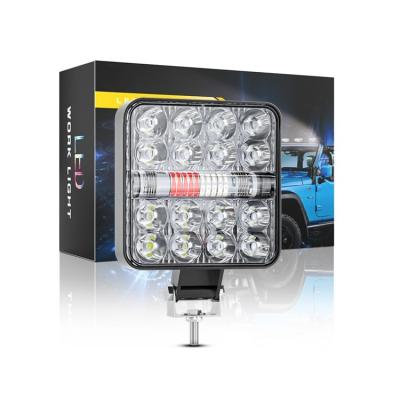 China Cars Motorcycles/Pickups/Boats/Trucks 16LED 48W Strobe 3.3 Inch 16LED 48W Waterproof Tricolor DC 9V-60V Red Blue White Work Light for sale