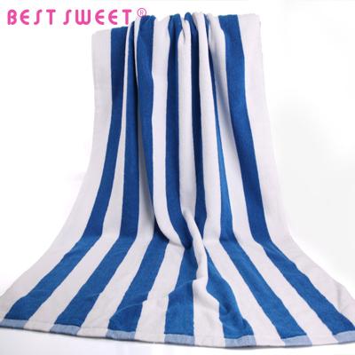 China Hotel Beach Disposable 100% Cotton Terry Navy Stripe Bath Towel for sale