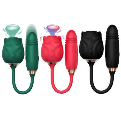 China Masturbators de Juguetes Sexuales Green Red Black Sucking/Retraction/Sex Rose Flower Shape Sucking Vibration/Heating Clitoris Toys 2 Adults in 1 Rose Vibrator For Woman for sale