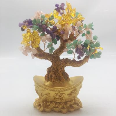 China Wholesale China Fortune Money Colorful Crystal Lucky Tree Ornaments Crystal Tree Ornament For Decoration for sale