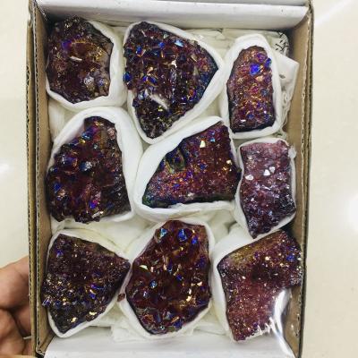 China China Natural Amethyst Aura Plated Colored Crystal Clusters Box Healing Stone For Decoration Gift for sale