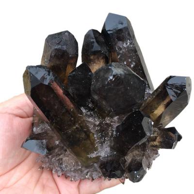 China Wholesale Natural Reiki Crystal Cluster Black Quartz Cluster China Tea Crystal Cluster For Sale for sale