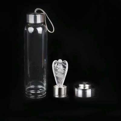 China Wholesale Viable Natural Clear White Quartz Angel Bottle For Water Angel Crystal Water Bottle for sale