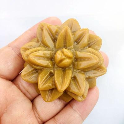 China China Wholesale Natural Hand Carved Yellow Quartz Flower Aventurine Cactus Fleshy Crystal Flowers For Decoration for sale