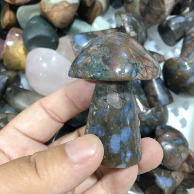 China China Wholesale Natural Hand-carved Blue Amphibole Quartz Crystal Opens Mushroom For Gift for sale