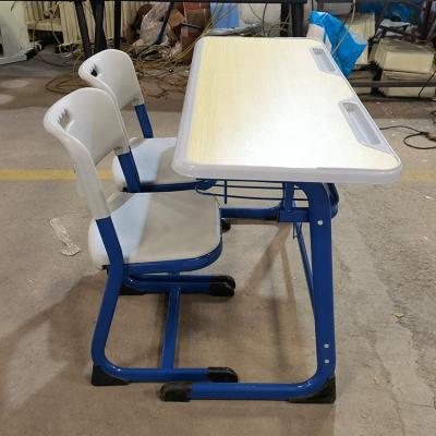 China Modern Children School Furniture To Assemble Metal Plastic Steel 2 Seat Student Study Primary School Double Desk And Chair for sale