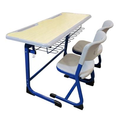 China Modern Cheap MDF Education Furniture 2 Person Set Heavy Duty School Classroom University Primary Desk And Chair for sale