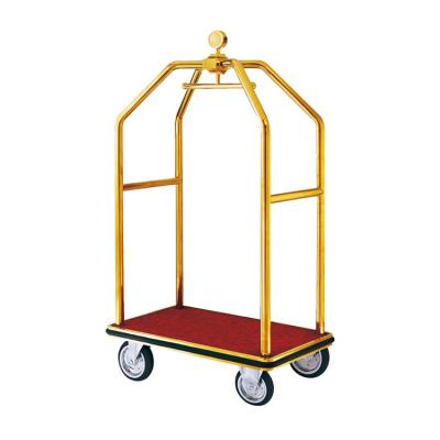 China Traditional Luggage Trolley for Hotel Decorative Luggage Trolley Gold Stainless Steel Hotel Town Crier Antique Luggage Trolley for Sale for sale