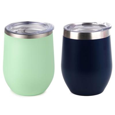 China Viable Wholesale Custom 12oz Double Wall Stainless Steel Sublimation Wine Tumbler Stemless Egg Cup With Lid for sale