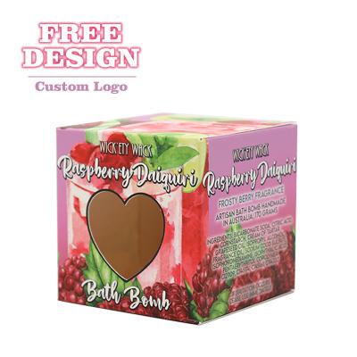 China High Quality Recyclable Custom Logo Special Cheerful Gift Display Bath Bomb Packing Wrapping Paper Box With Heart Shaped Window for sale