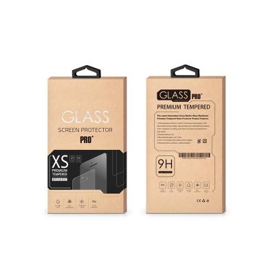 China Recyclable High Quality Retail Kraft Paper Box Hanging Hook Top Flip Box Phone Case Packaging Boxes With PVC Window for sale