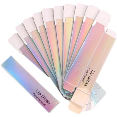 China Low MOQ Recyclable Lip Gloss Lipstick Packaging Box Wholesale Holographic Skin Care Cosmetic Recyclable Custom Printing Paper Boxes for sale