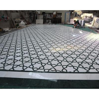 China Modern Luxury Handcrafted Waterjet Marble Medallion Flower Pattern Design Natural Stone Inlay For Flooring for sale