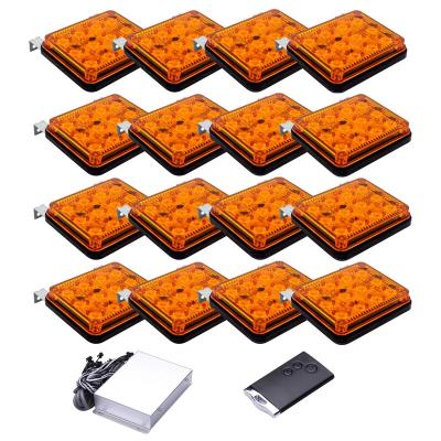 China All vehicles with DC12V/24V power source. 16pcs 6W Amber Car Truck Emergency Beacon Remote Control Led Flashing Light With Flashing Strobe Warning Light Safety Remote Control for sale