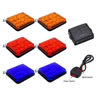 China All vehicles with DC12V/24V power source. 6pcs 6W Red/Blue Red/Blue Hazard Warning Beacon Emergency Car Truck Amber Led Strobe Light Flash Safety for sale