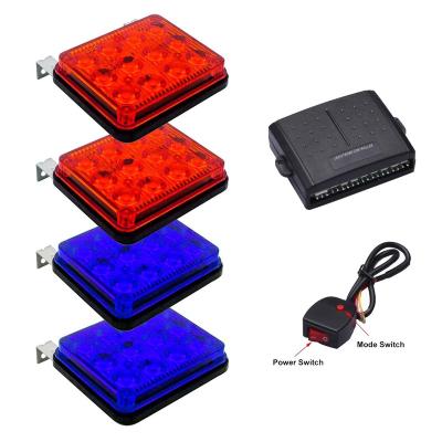 China All vehicles with DC12V/24V power source. 4pcs 6W Red/Blue Led Flash Safety Light Strobe Warning Hazard Beacon Emergency Car Truck for sale