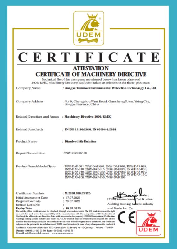 CE - Jiangsu Tianniwei Environmental Protection Technology Co., Ltd.