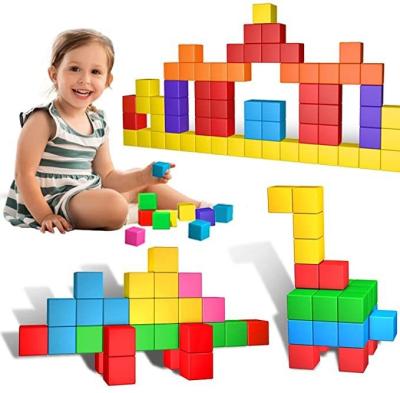 China 54pcs 2.5cm Cartoon Plastic Cube Magnetic High Quality Educational Toys Colorful Plastic Centimeter Toy Cube for sale