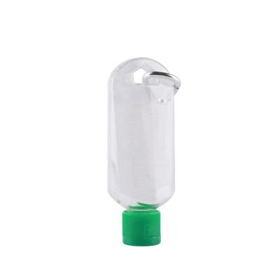 China Portable Sample Bottle OEM 50ml Hand Wash Antibacterial Hand Sanitizer Gel With Key Ring Holder Keychain for sale